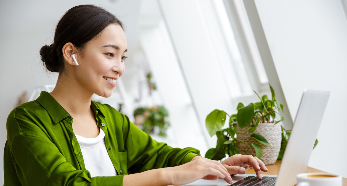 woman working on her laptop